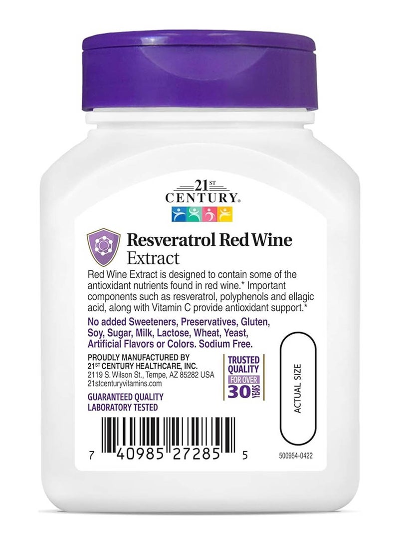 21st Century Resveratrol Red Wine Extract Dietary Supplement - 90 Capsules - Image 3
